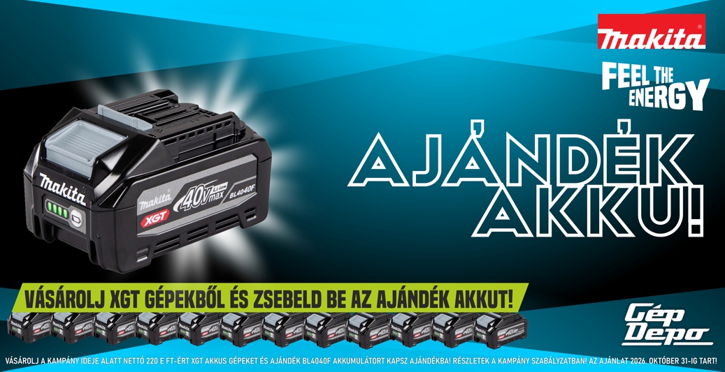 Vásárolj az XGT gépeinkből és AJÁNDÉK akkut kapsz!