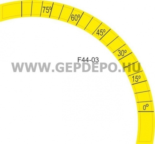 Szögbeállító címke F44 és V113 (hosszú mérőlécnek 0-75°)