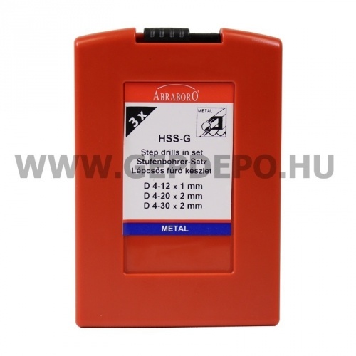 ABRABORO HSS-G lépcsős fúró klt 4,0 - 12,0/4,0 - 20,0/4,0 - 30,0