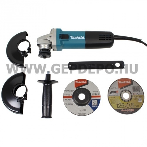 Makita 9558HNRX1 Sarokcsiszoló (5db B-45733 125x0,8mm vágókoronggal)