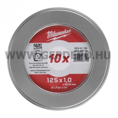 Milwaukee vágótárcsa fémhez 125mm fémdobozban (10db)