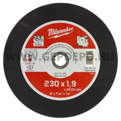 Milwaukee vágótárcsa fémhez 230 x 1,9mm