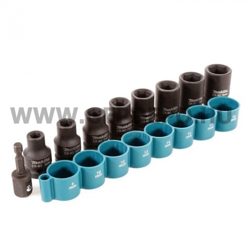 Makita dugókulcs készlet 9 részes 1/2" CR-MO, 1/4" adapterrel