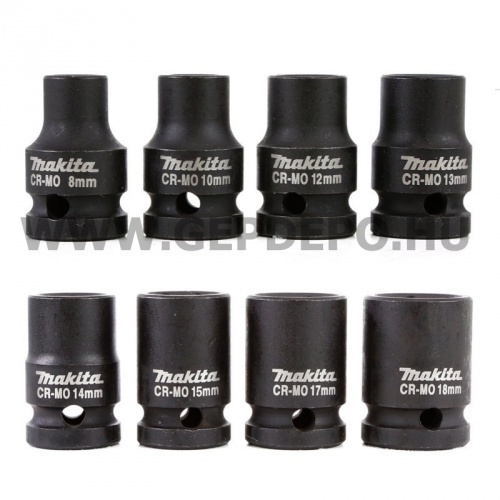 Makita dugókulcs készlet 9 részes 1/2" CR-MO, 1/4" adapterrel