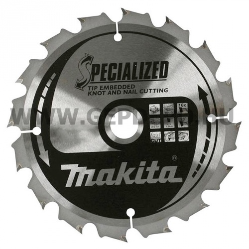 Makita Specialized körfűrészlap szög, csomósfa 185mm f:15,88 Z16