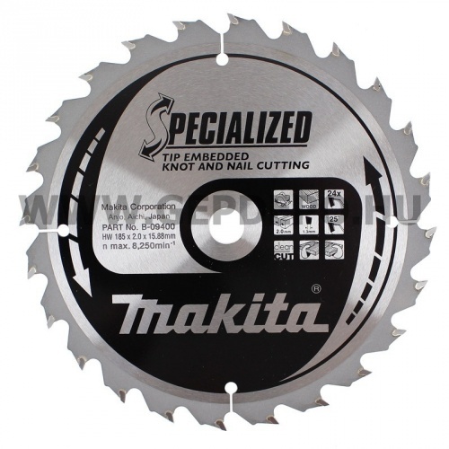 Makita Specialized körfűrészlap szög, csomósfa 185mm f:15,88 Z24