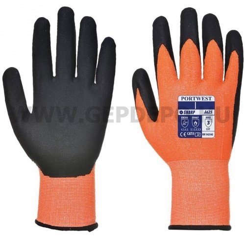 Portwest A625 Vis-Tex Pu Cut védőkesztyű, narancs/fekete - L/9
