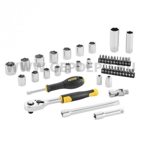 Stanley 3/8" dugókulcs készlet 5 fokonkénti fogazással, 45 részes