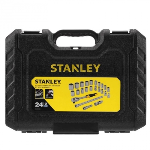 Stanley 1/2" dugókulcs készlet 5 fokonkénti fogazással, 24 részes