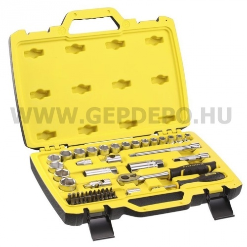 Stanley 3/8" dugókulcs készlet 3 fokonkénti fogazással 49 részes