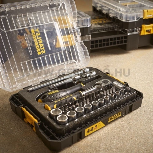 Stanley FatMax 1/4" dugókulcs készlet 48 részes, sorolható dobozban