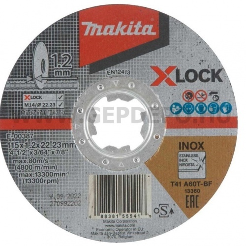 Makita X-LOCK vágótárcsa inoxhoz A60T 115x1,2mm