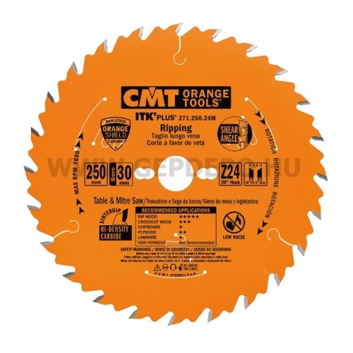 CMT ITK Plus extra vékony hasító fűrészlap 250mm f:30 Z24