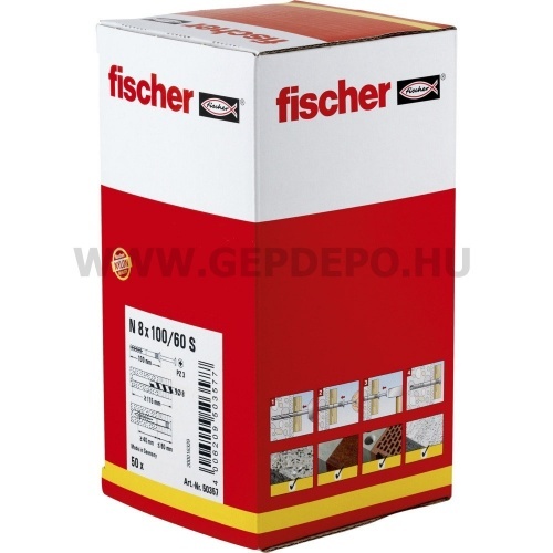 Fischer beütődübel gvz süllyesztett fejű csavarral N 8x100/60 S (50) 50db / csom