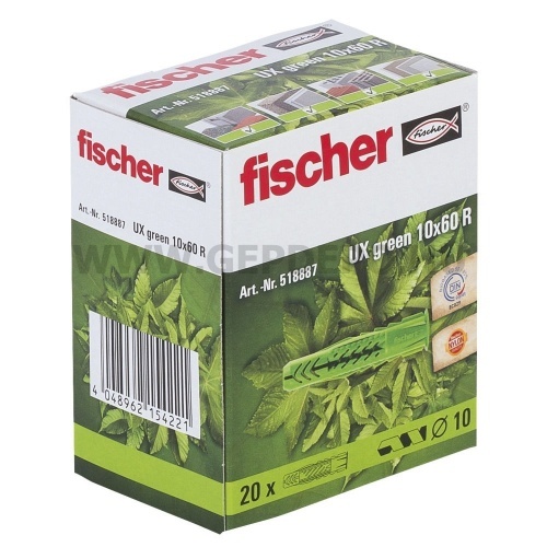 Fischer dübel peremmel újrahasznosított műanyagból UX Green 10x60R 20db / csom