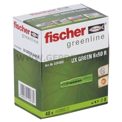 Fischer dübel peremmel újrahasznosított műanyagból UX Green 6x50R 40db / csom