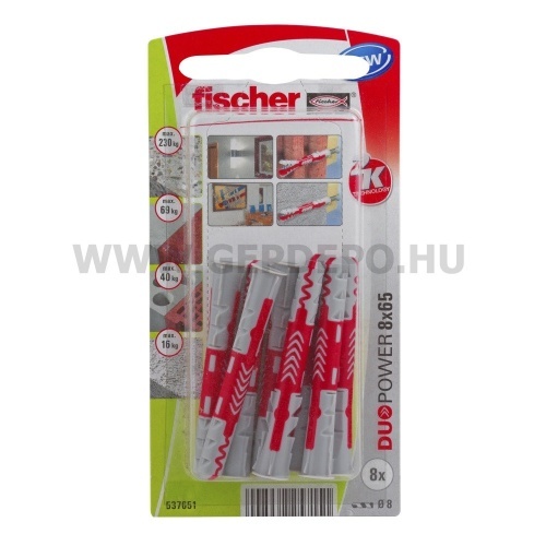 Fischer DUOPOWER műanyag dübel 8 x 65 K