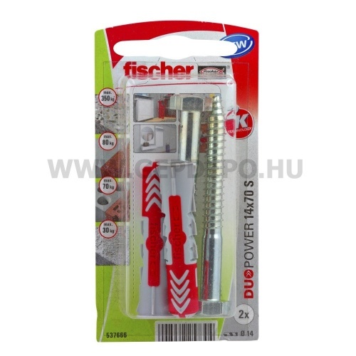 Fischer DUOPOWER műanyag dübel csavarral 14x70 S K