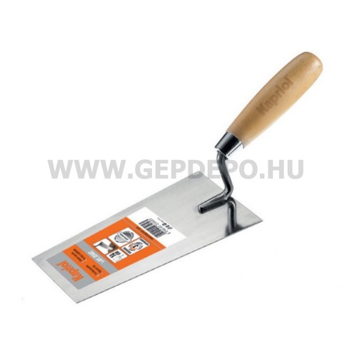 Kapriol inox szögletes kőműves kanál 18cm fa nyéllel