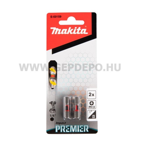 Makita impact PREMIER torziós csavarbehajtó bit PH3 25mm 2db