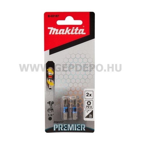 Makita impact PREMIER torziós csavarbehajtó bit PZ3 25mm 2db