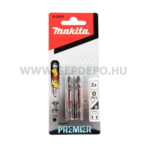 Makita impact PREMIER torziós csavarbehajtó bit PH2 50mm 2db