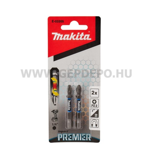 Makita impact PREMIER torziós csavarbehajtó bit PZ2 50mm 2db