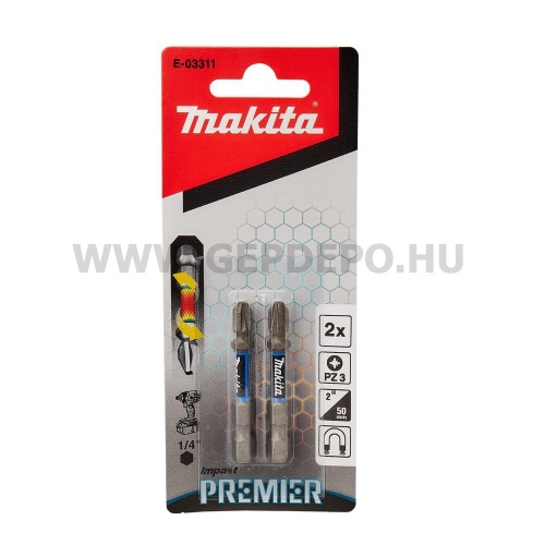 Makita impact PREMIER torziós csavarbehajtó bit PZ3 50mm 2db