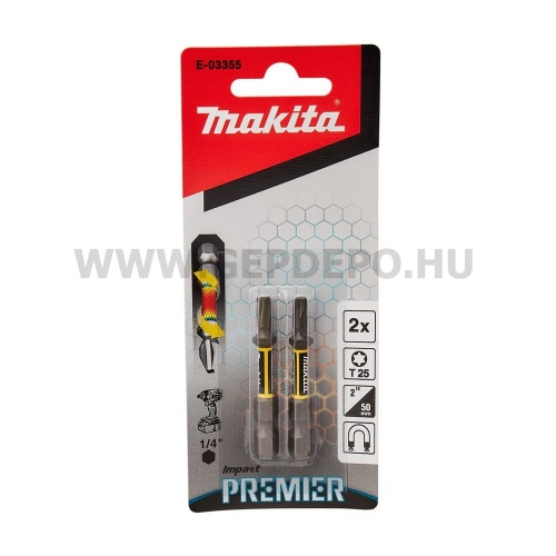Makita impact PREMIER torziós csavarbehajtó bit T25 50mm 2db