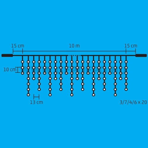 Somogyi LED-es sorolható jégcsap fényfüggöny, 10 m (hideg fehér)