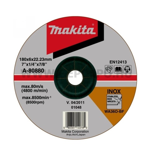 Makita csiszolótárcsa inoxhoz 180x6mm