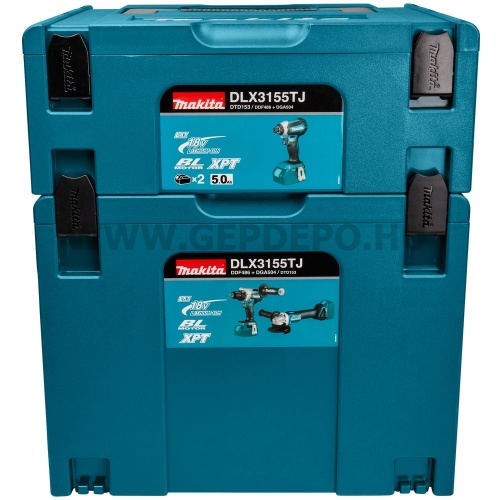 Makita DLX3155TJ akkus szett 18V LXT BL XPT (DDF486 +DGA504 +DTD153 2x BL1850B + DC18RC +2x MakPac)