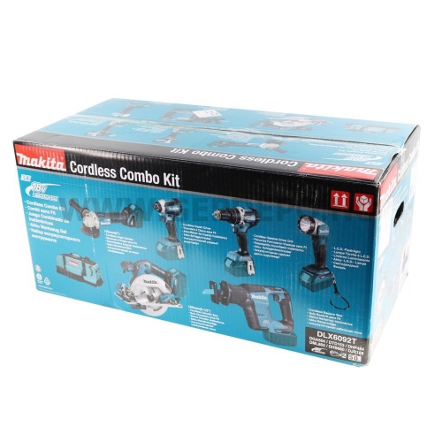 Makita DLX6092T akkus szett 18V LXT DHP484 DGA504 DJR188 DHS680 DTD153 DML802 2xBL1850B DC18RC Táska