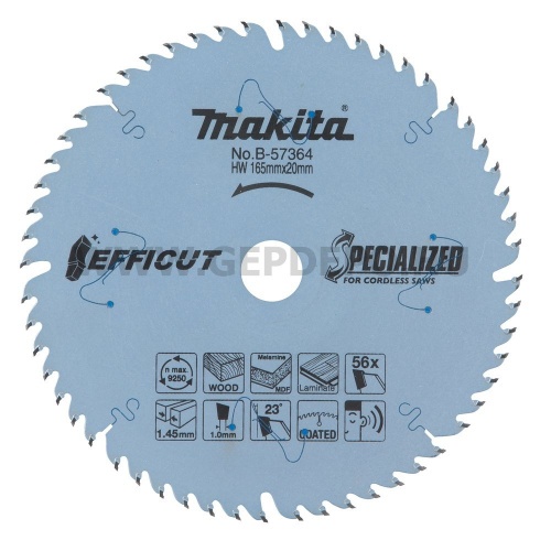 Makita EFFICUT körfűrészlap fa vágáshoz 165mm f:20 Z56