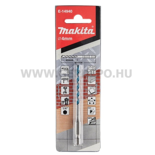 Makita 1/4" befogású TCT multi anyag fúró 90/45mm x 4mm