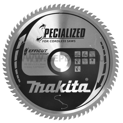 Makita EFFICUT körfűrészlap kompozithoz 260mm f:30 Z75