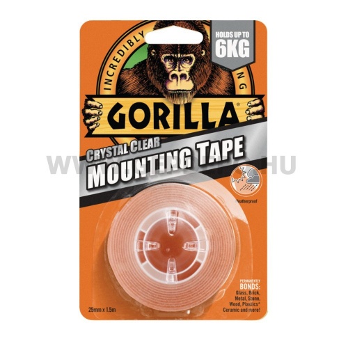 Gorilla Heavy Duty Mounting Tape kétoldalú, átlátszó ragasztószalag 25,4mm x 1,52m