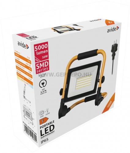 Avide LED reflektor Slim SMD 50W állványos 1,5m nw 4000K