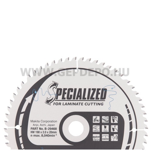 Makita Specialized körfűrészlap 190mm f:20 Z60