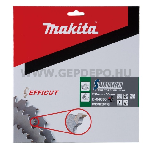 Makita EFFICUT körfűrészlap fa vágáshoz 260mm f:30 Z45