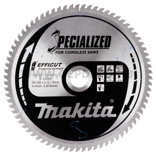 Makita EFFICUT körfűrészlap kompozithoz 260mm f:30 Z75