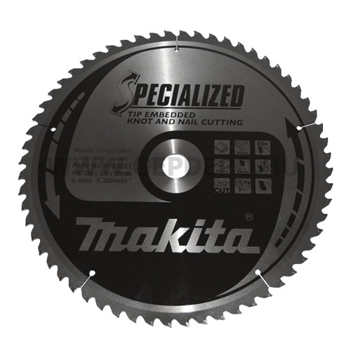 Makita Specialized körfűrészlap szög, csomósfa 355mm f:30 Z60