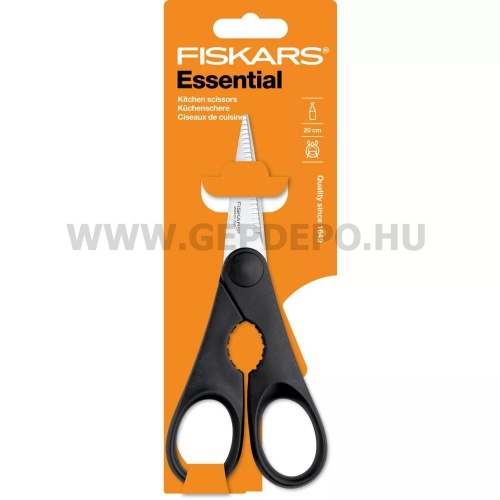 Fiskars Essential konyhai olló, üvegnyitóval, 20 cm