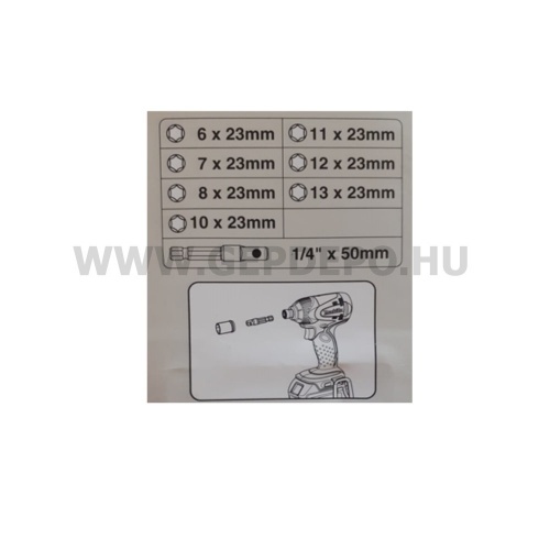 Makita gépi dugókulcs készlet 8 részes 1/4" CR-MO, bit adapterrel