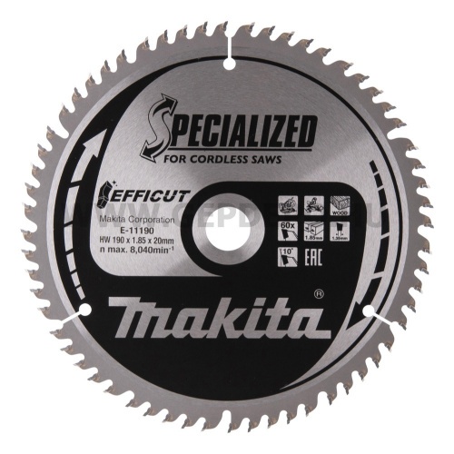 Makita EFFICUT körfűrészlap fa vágáshoz 190mm f:20 Z60