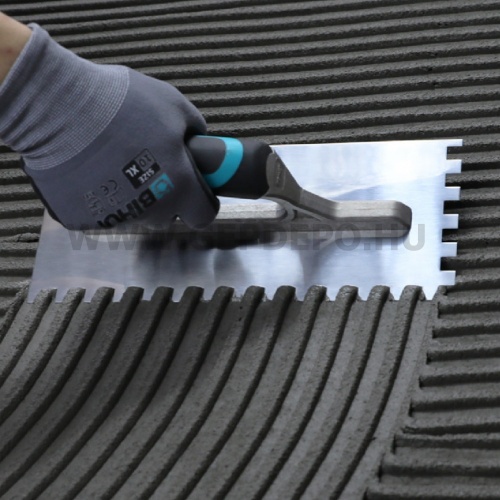 Bihui profi rozsdamentes glettelő soft grip markolattal - 280 x 120 mm, 10 mm-es fogakkal