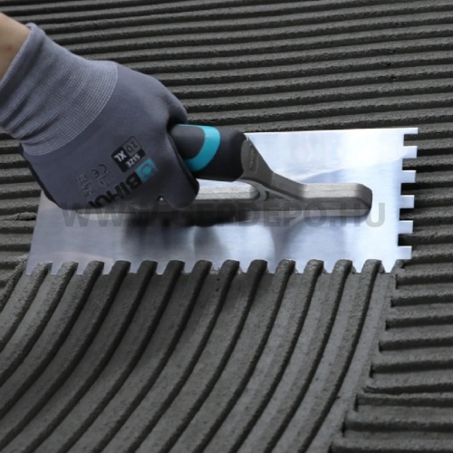 Bihui profi rozsdamentes glettelő soft grip markolattal - 280 x 120 mm, 12 mm-es fogakkal