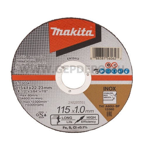 Makita vágótárcsa inoxhoz 115x1,0mm A60U-BF 12 darab