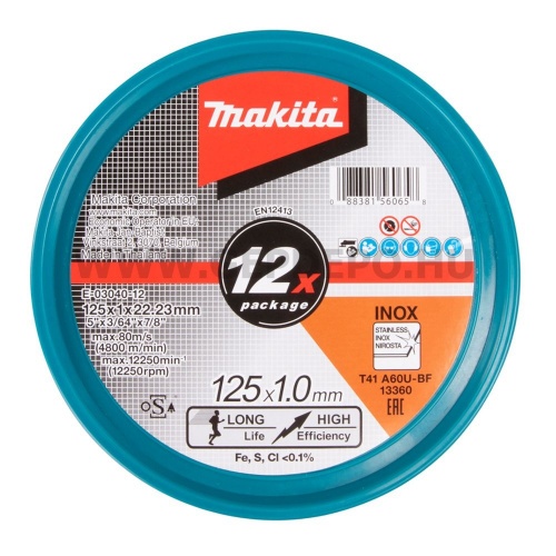 Makita vágótárcsa inoxhoz 125x1,0mm A60U-BF 12 darab
