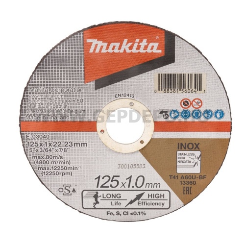 Makita vágótárcsa inoxhoz 125x1,0mm A60U-BF 12 darab